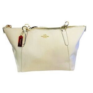 Coach Ava Tote Chalk White Crossgrain Leather Gold Hardware
